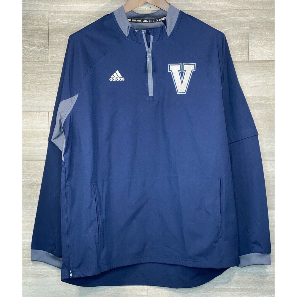 Adidas Valor Eagles Pullover Navy Jacket 1/4 Mens L Adjustable Sleeve Vented EUC